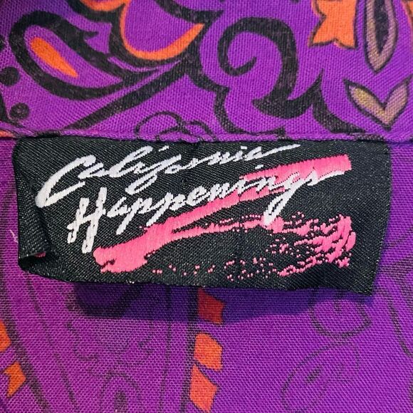 California Happenings Vintage Purple Short Sleeve Button Up Shirt Size Small - Picture 4 of 4